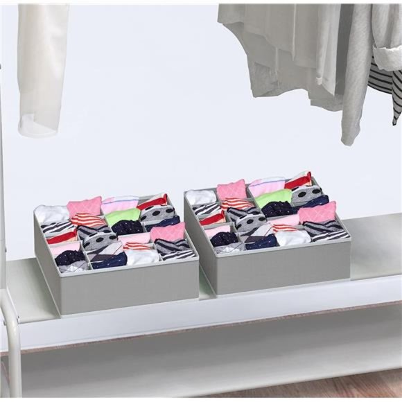 Closet Underwear Organizer Drawer Divider 4 Set, Gray - Picture 6 of 7